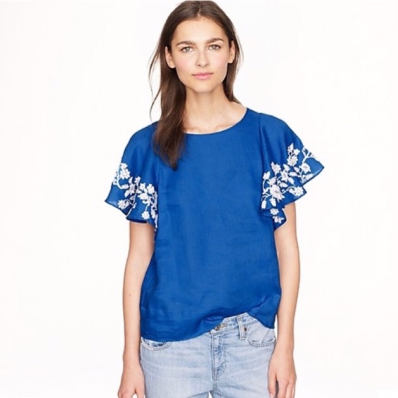 J. Crew Tops - J. Crew Embroidered Sleeve